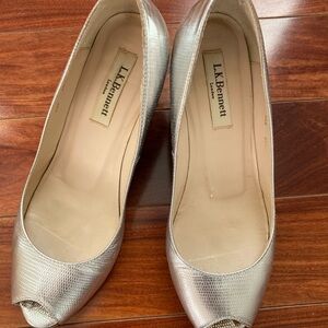 LK Bennett Silver Peep Toe Women's Shoes 36.5